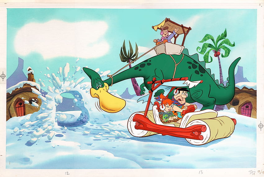 A Flintstones Christmas Carol, carol, flintstone, car, christmas, snow HD wallpaper