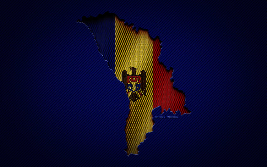 Карта на Молдова, , Европейски държави, флаг на Молдова, син въглероден фон, силует на карта на Молдова, знаме на Молдова, Европа, карта на Молдова, Молдова, знаме на Молдова HD тапет
