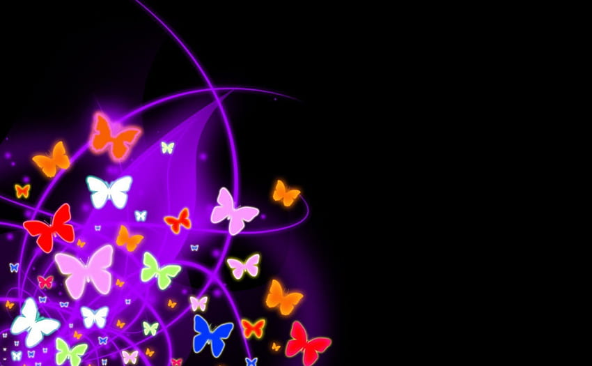 Butterflies, black, abstract, butterfly, color HD wallpaper
