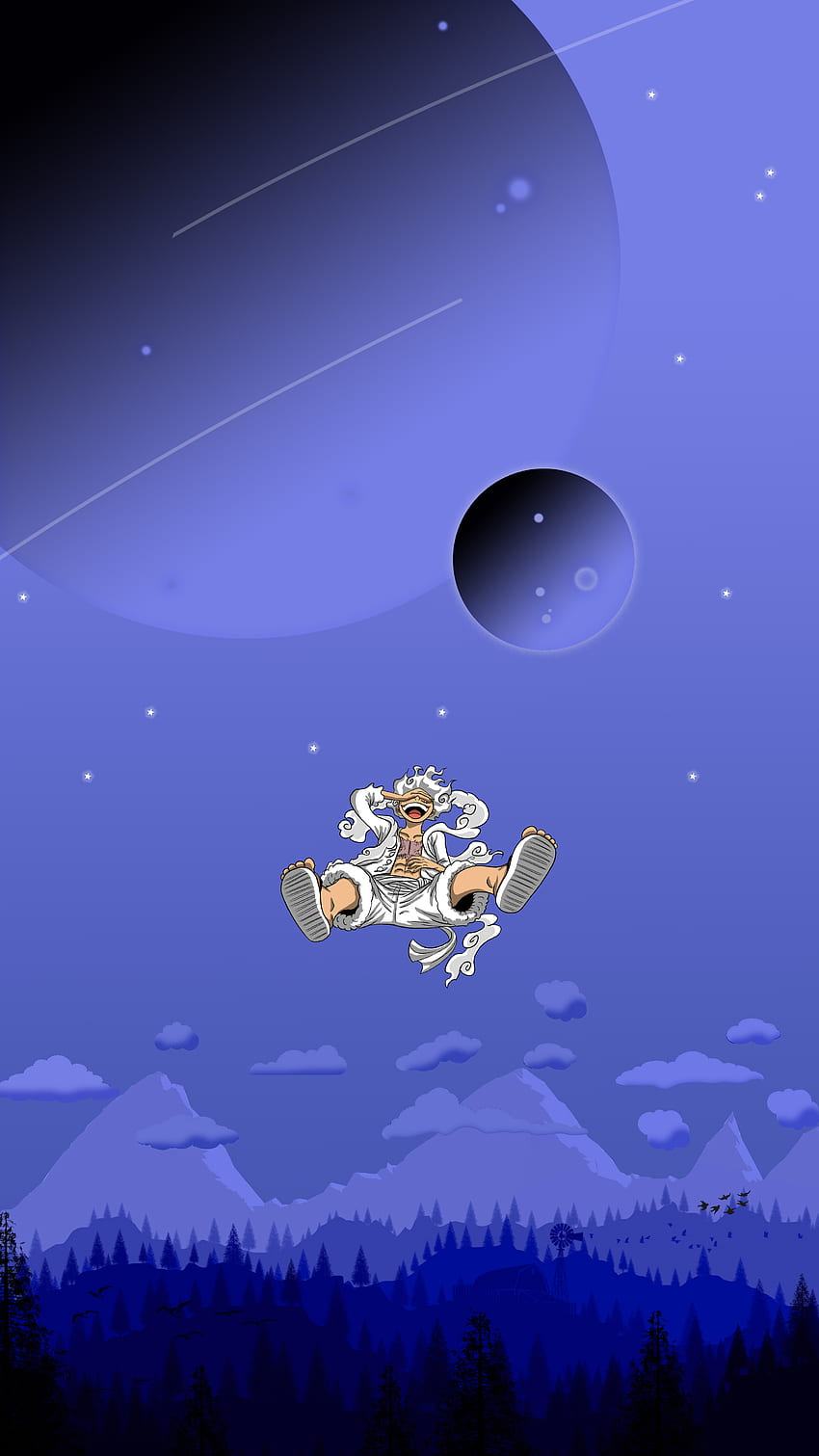 Luffy gear 5, atmósfera, cielo fondo de pantalla del teléfono