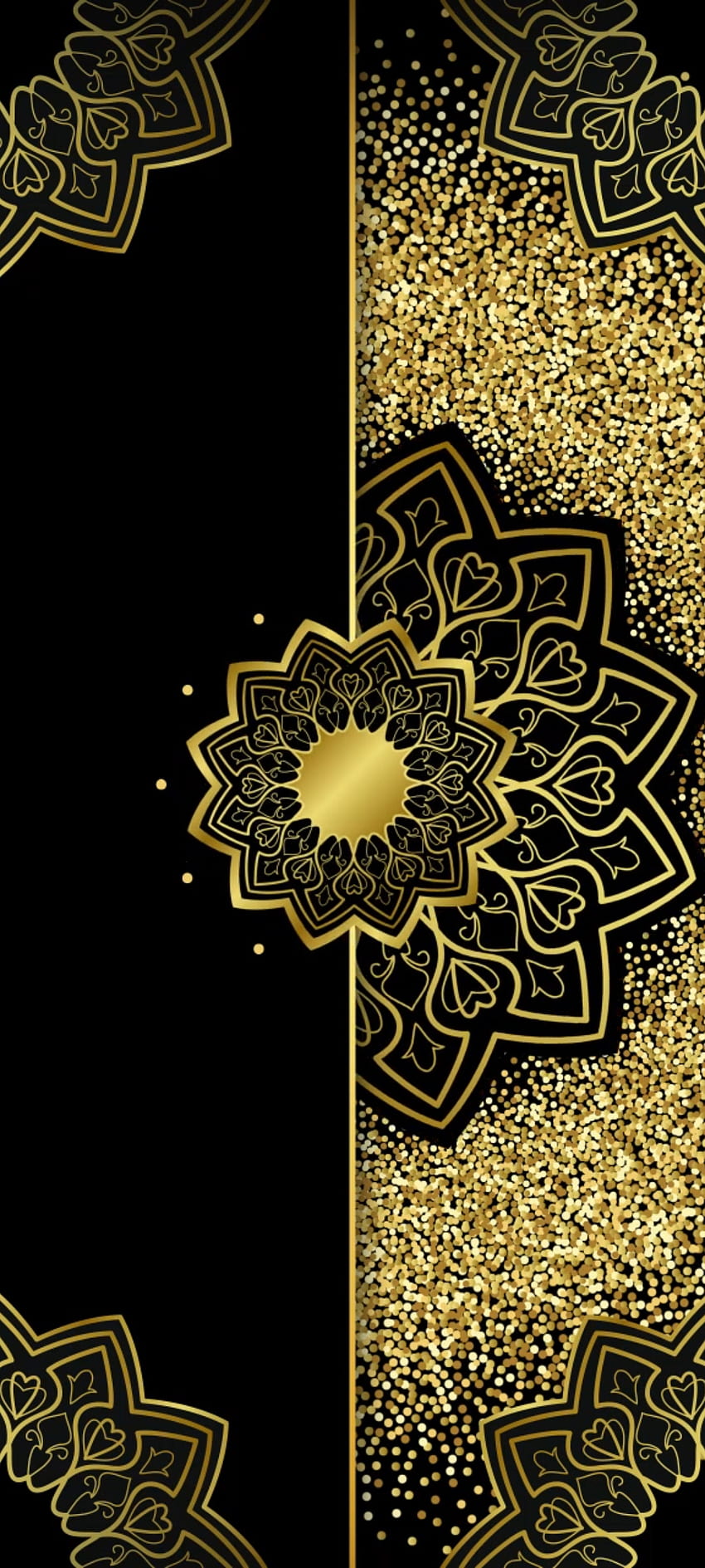 Black gold Mandala, art, premium, Metalink, luxury HD phone wallpaper