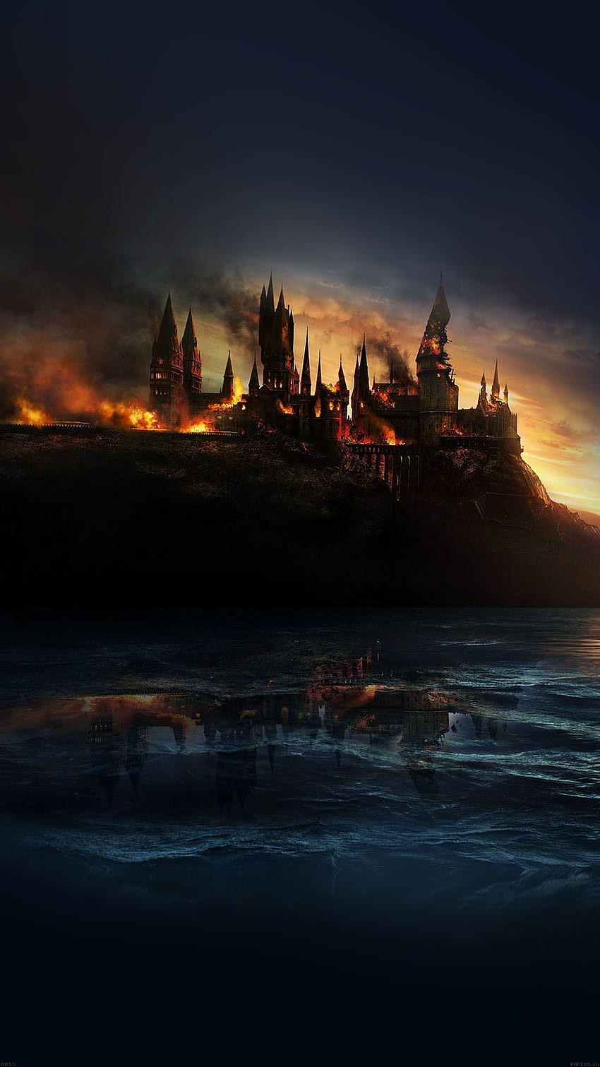iPhoneXpapers - city castle on fire art, Dark Castle iPhone HD phone wallpaper