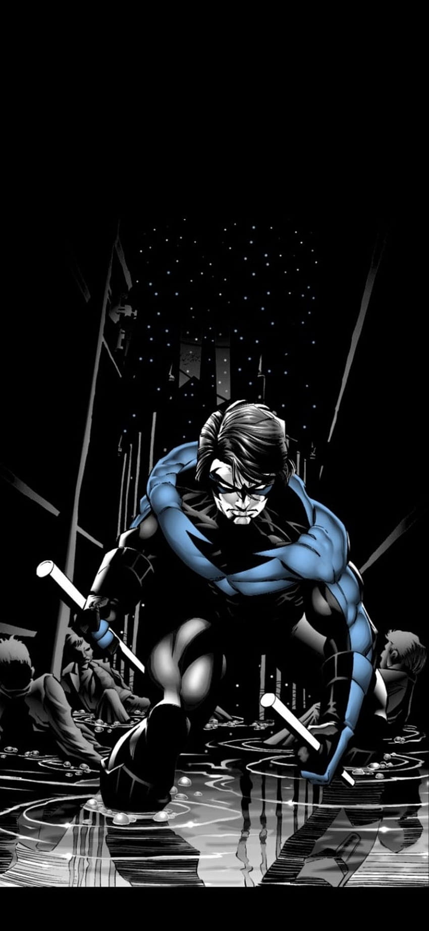 Artwork Saya menghapus warna dari halaman Nightwing klasik untuk digunakan sebagai latar belakang: DCcomics wallpaper ponsel HD