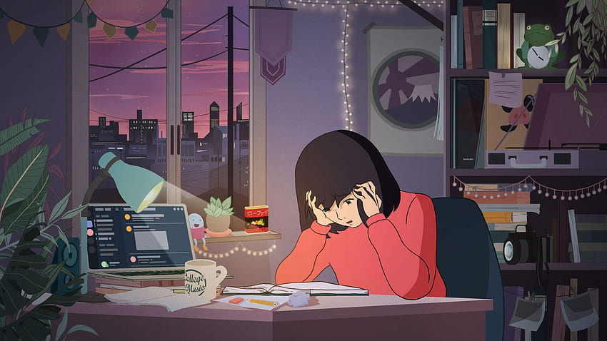 Pourquoi 'Study Girl', star de l'anime d'une vidéo en boucle infinie, a disparu cette semaine, Studying Girl Fond d'écran HD