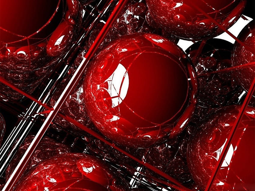 Bolas rojas, abstracto, 3d, rojo, fresco, complejo, bolas fondo de pantalla  | Pxfuel