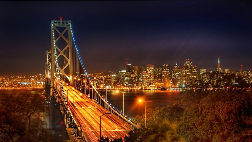 Bay Bridge, San Francisco, Skyline, , World, San Francisco at Night HD wallpaper