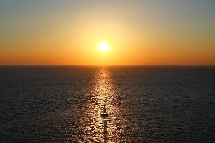 Naturaleza, mar, sol, horizonte, reflexión, velero, pez vela, barco fondo de pantalla