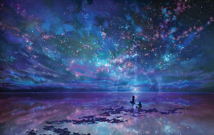 Night Stars Ocean & Couple . Night Stars Ocean HD wallpaper