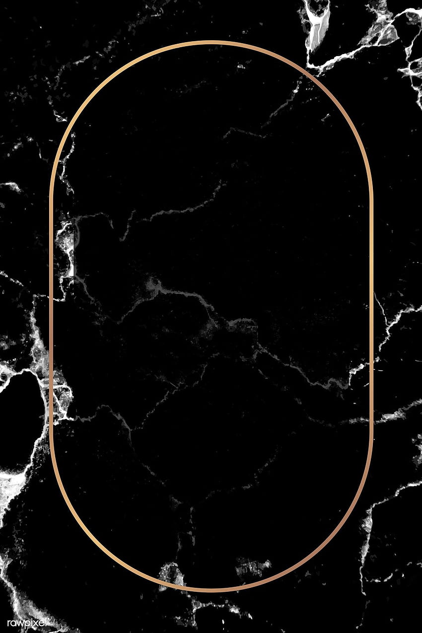 黒い大理石の背景に楕円形のゴールド フレームのプレミアム ベクトル。 黒大理石の背景、金と黒の背景、黒と金の大理石、ローズ ゴールド黒大理石 HD電話の壁紙