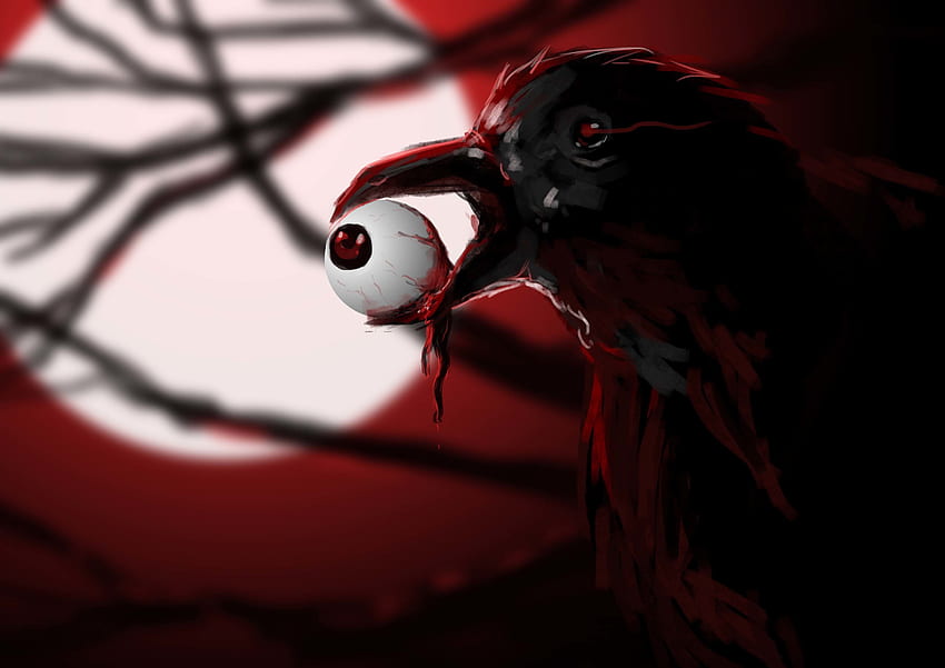 Bird Blood Creepy Eyeball Raven Effrayant - Résolution :, Bloody Eye Fond d'écran HD