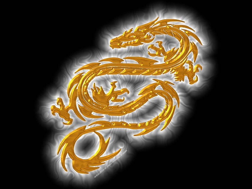 Free Clipart Of A Goldon Dragon In Tribal Style  Gold Dragon Png  Free  Transparent PNG Clipart Images Download