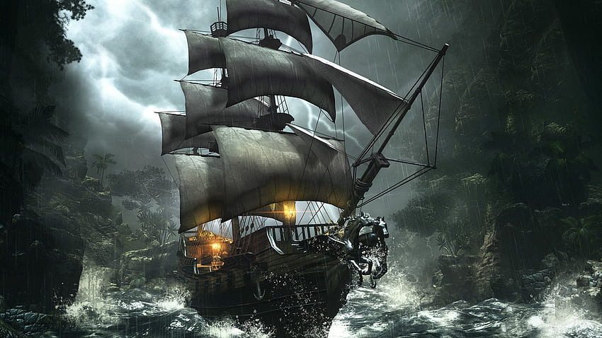 Pirata Nero. Black, Amazing Black and Black Victorian, Black Pearl Ship Sfondo HD