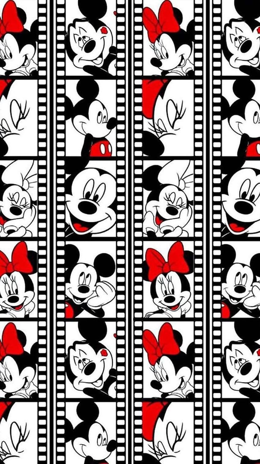 fondo. Myszka Minnie, Myszka Miki, iPhone Myszka Miki, Myszka Minnie czarno-biała Tapeta na telefon HD