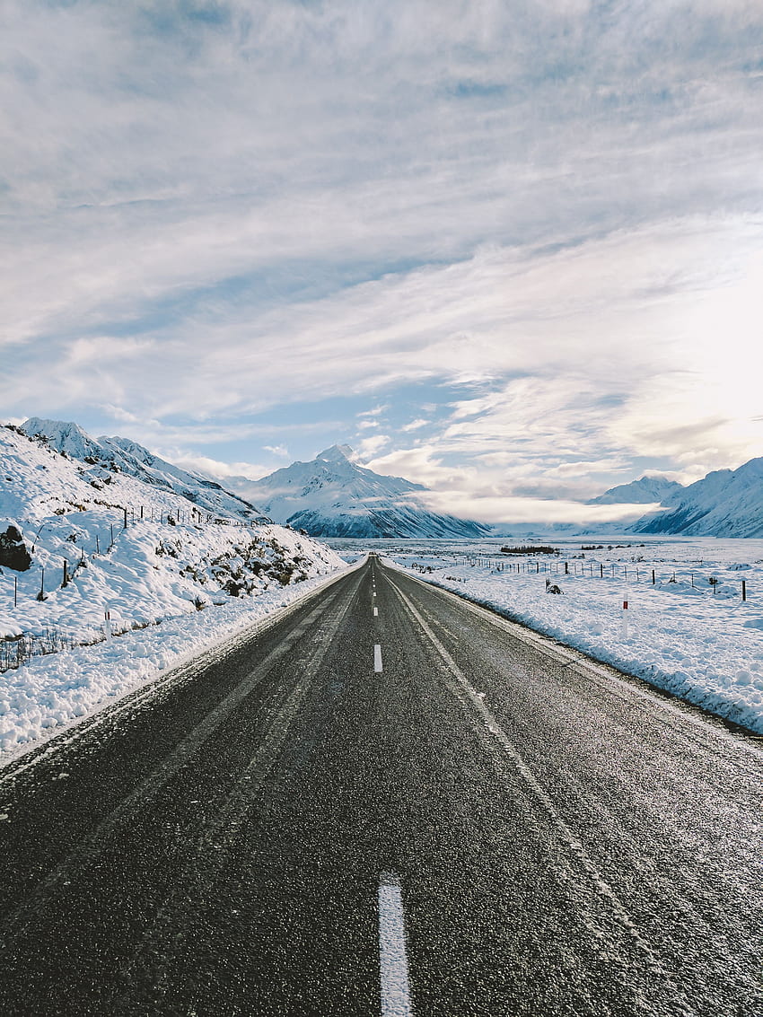 Inverno, Natura, Montagne, Neve, Strada, Markup, Asfalto Sfondo del telefono HD