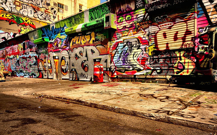 Cidades, Asfalto, Muro, Graffiti papel de parede HD