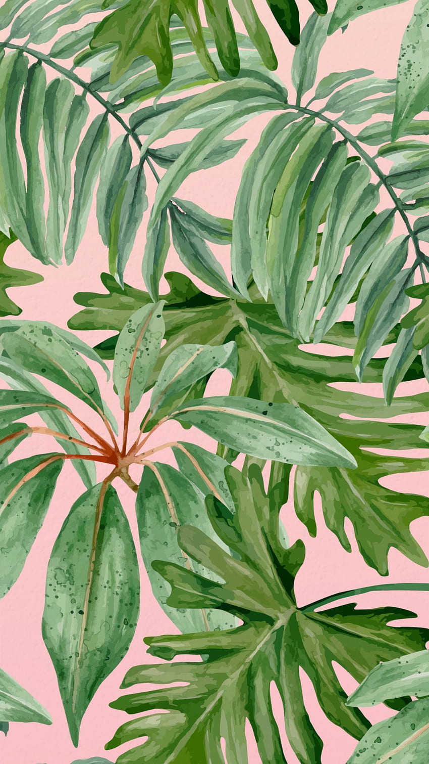 estetyczne liście, różowy i zielony liść Tapeta na telefon HD