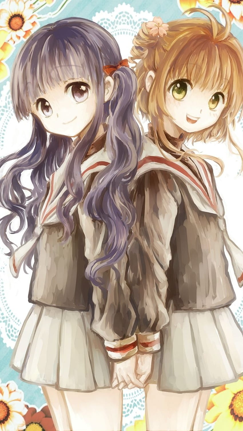 Cute anime girl friends 4K wallpaper download