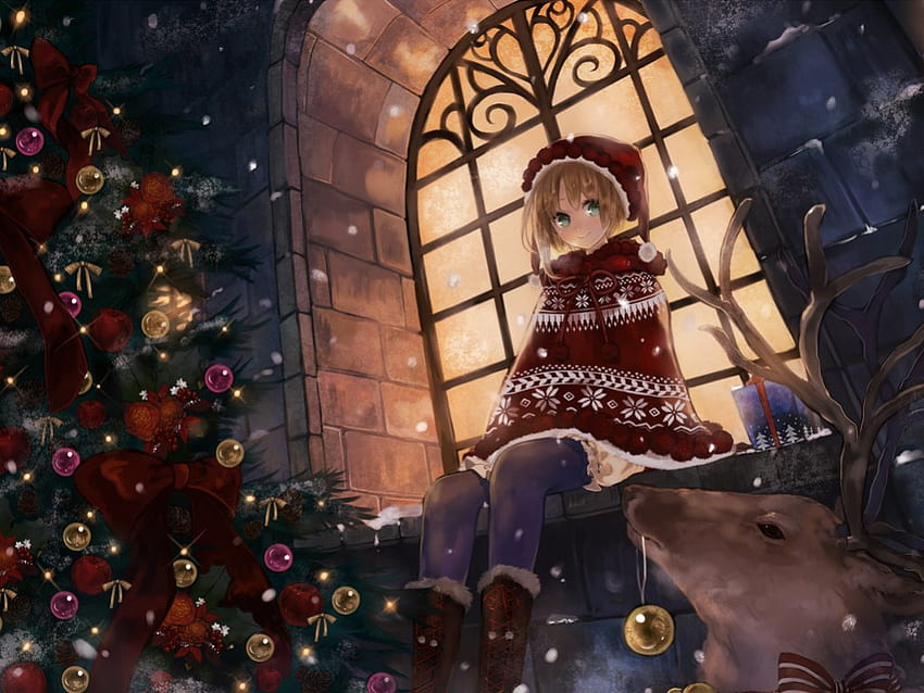 Happy holidays, winter, toys, christmas trees, anime, snow, decorations,  new year HD wallpaper | Pxfuel