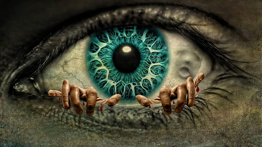 Creepy Blue Eye , Artist , , and Background, Ultra Scary HD wallpaper