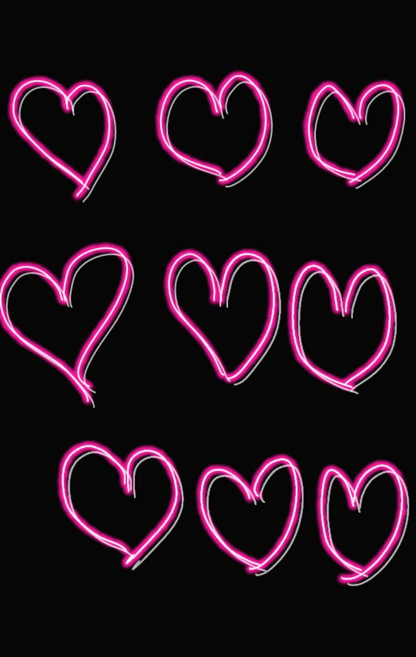 Neon hearts , Cute Pink Neon Hearts HD phone wallpaper
