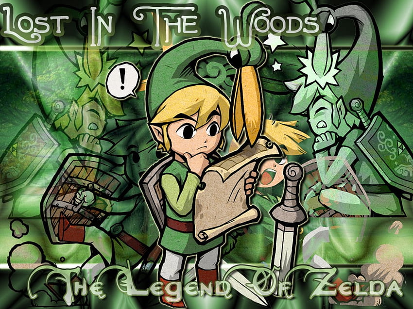 Toon Link Lost in the woods, shield, toon link, sword, video games, zelda, ezlo, map HD wallpaper