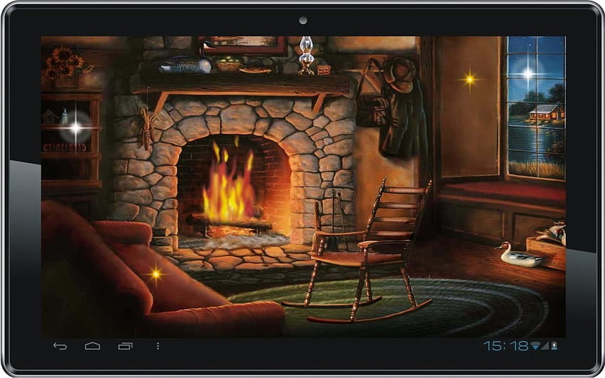 Premium AI Image | anime style a living room with a fireplace and a  Christmas tree in the corner