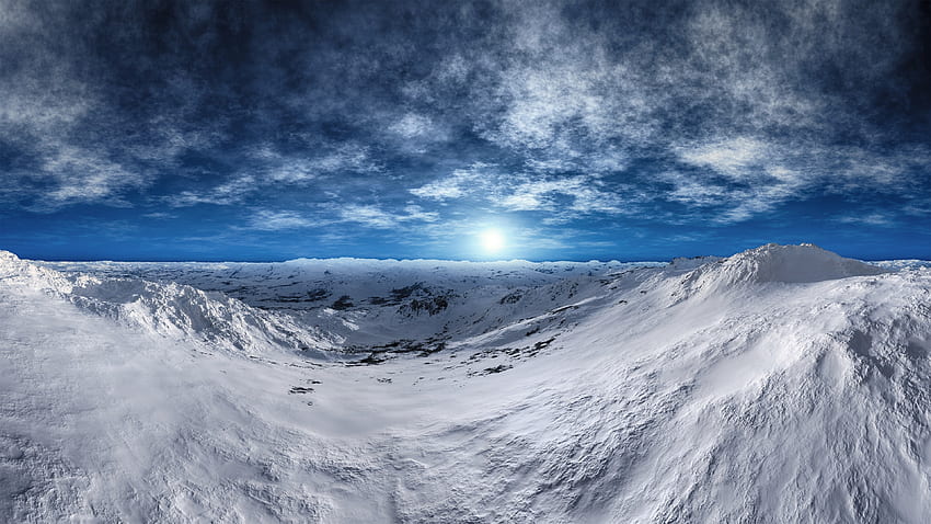 ทุนดรา อาร์กติก ภูเขา ฤดูหนาว วันที่แดดจ้า ธารน้ำแข็ง ภูมิทัศน์ วอลล์เปเปอร์ HD