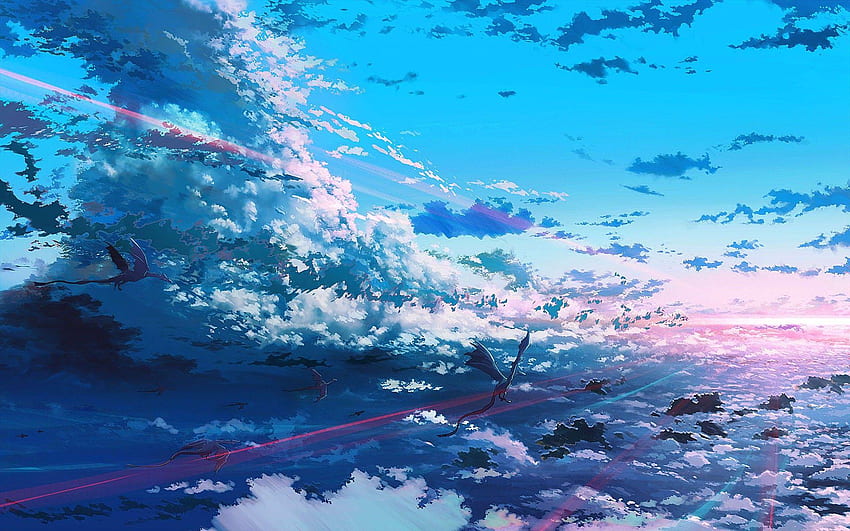 Wysokie niebo anime, błękitne niebo anime Tapeta HD