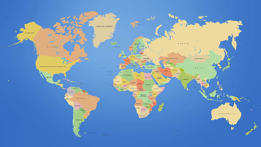Mapa mundial con países U fondo de pantalla