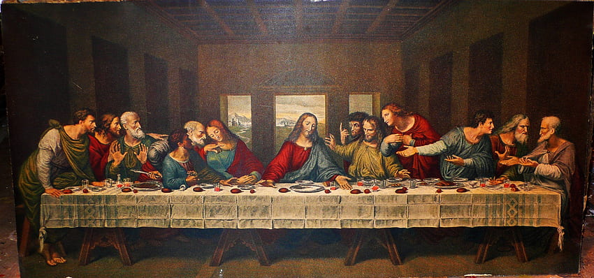 Тайната вечеря ♥. Исус, Коментар peindre, Библия, Вечеря HD тапет