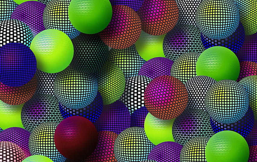 Colorful balls, blue, purple, colorful, green, ball, red, texture HD wallpaper