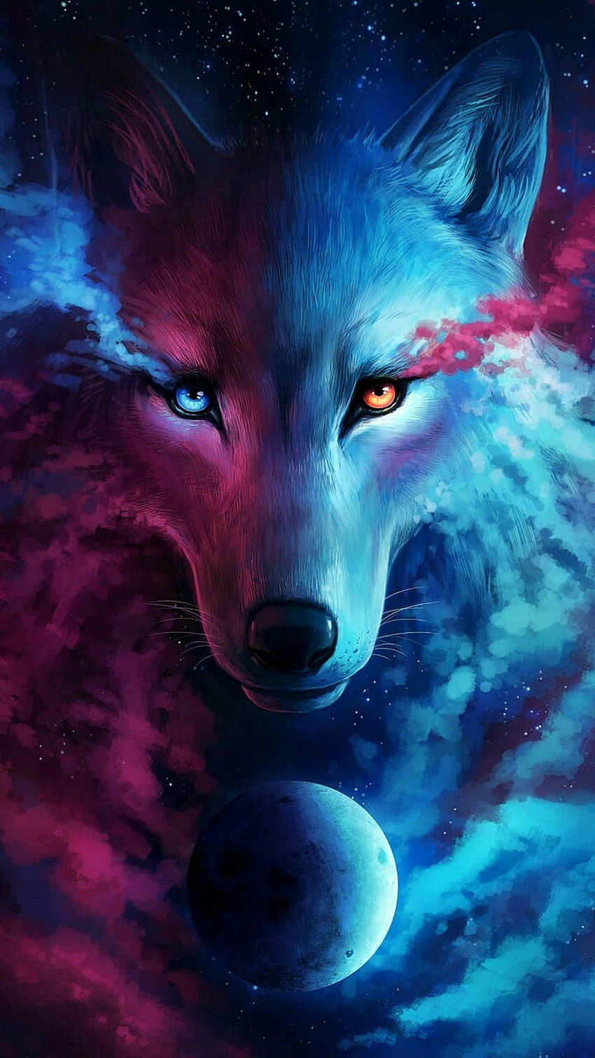 galáxia colorida lua lobo azul rosa legal If, Colorful Fox Papel de parede de celular HD