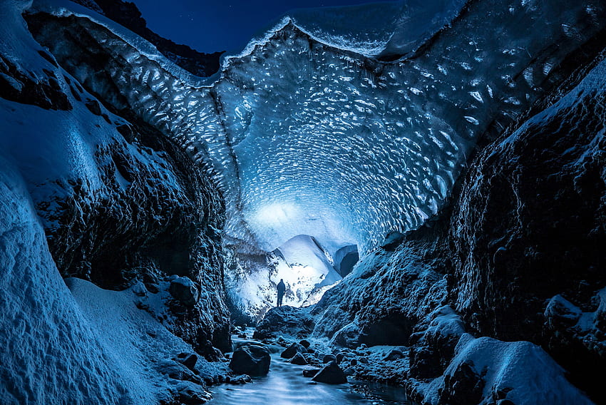 Nature, Ice, Snow, Human, Person, Cave, Glacier HD wallpaper