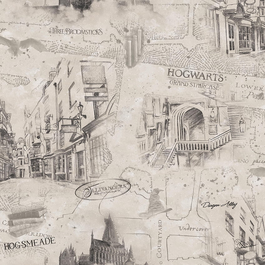 RoomMates Mapa de Harry Potter Peel and Stick, patrón de Harry Potter fondo de pantalla del teléfono