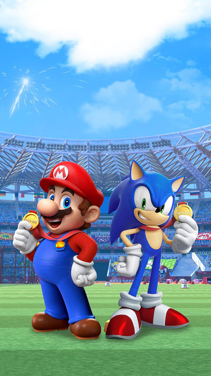 Mario & Sonic bei den Olympischen Spielen Tokyo 2020 Promo Art, Mario vs Sonic HD-Handy-Hintergrundbild