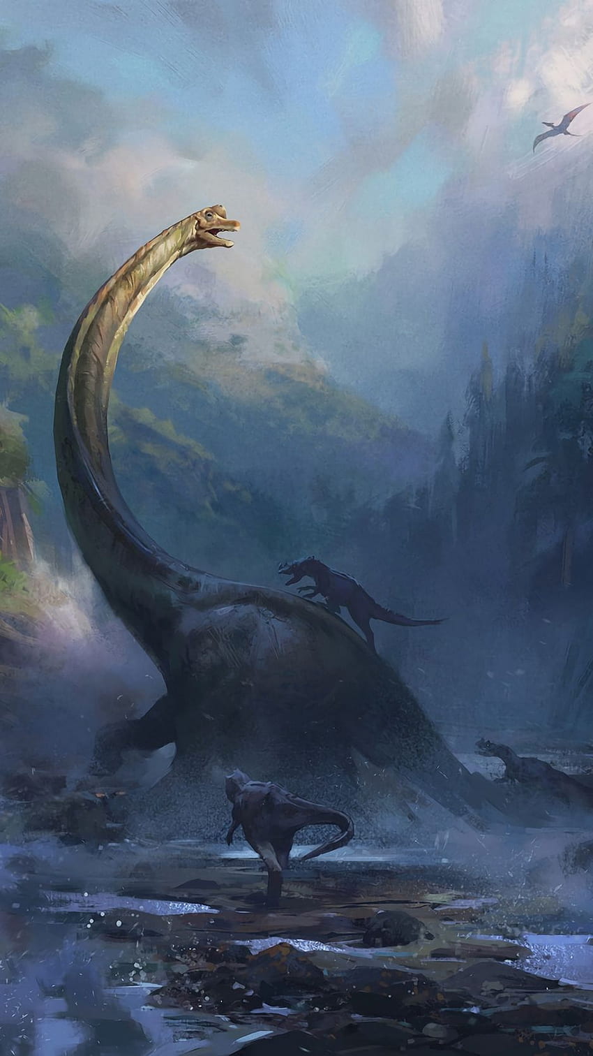 Динозаври, изкуство, влечуги, дива природа - фон на динозаври за iPhone, страхотен динозавър HD тапет за телефон