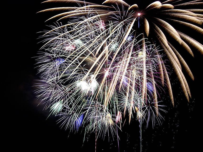 Sky Lights, Nacht, Feuerwerk, Feiern, Himmel, Neujahr HD-Hintergrundbild