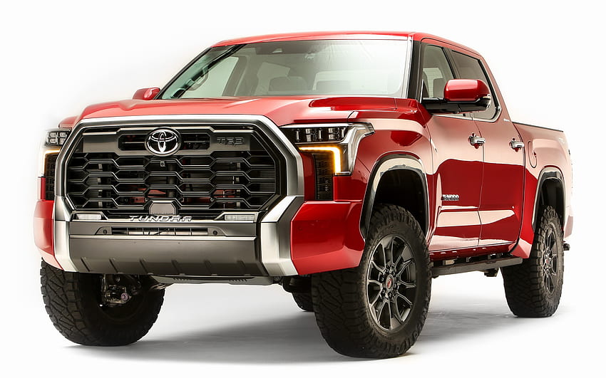 2022, Toyota Tundra Lifted, exterior, front view, red new Tundra, Toyota Tundra tuning, Japanese cars, Toyota HD wallpaper