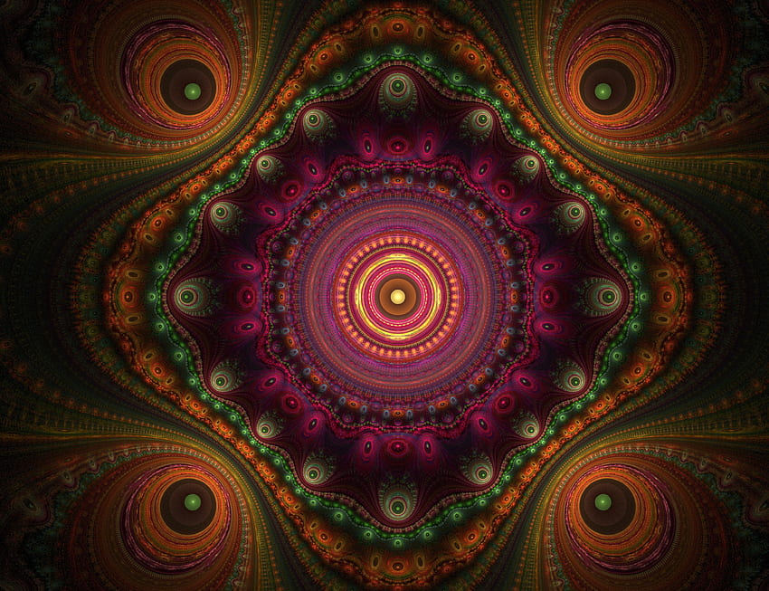 Artwork, fractal, pattern, mandala, kaleidoscope HD wallpaper
