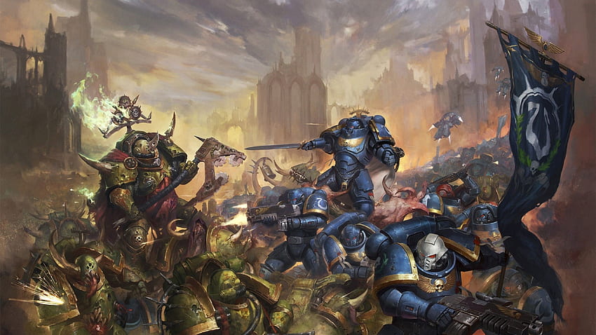 Warhammer 40k, Kekacauan, Ultramarines, Karya Seni, Pertempuran - Warhammer Wallpaper HD