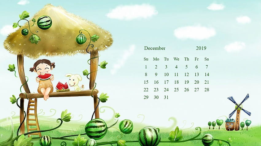 自然と 2019 年 12 月のカレンダー。 カレンダー テンプレート 高画質の壁紙
