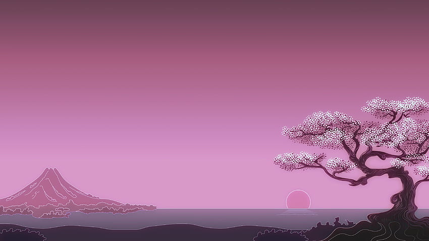 Sakura Japanese Art Landscape Minimalist Minimalism , Japan Art HD wallpaper