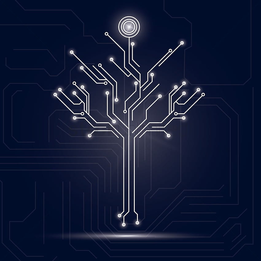 Tree design on circuit board background stock vector HD phone wallpaper