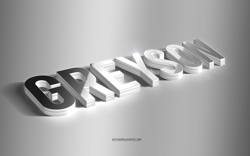 Greyson, silver 3d art, gray background, with names, Greyson name