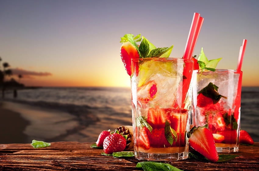 Cocktails für pc. Erdbeercocktails, fruchtige alkoholische Getränke, Wassermelonengetränke, Getränke HD-Hintergrundbild