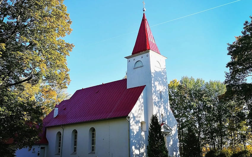 ラトビアの教会、ラトビア、教会、塔、キリスト教 高画質の壁紙