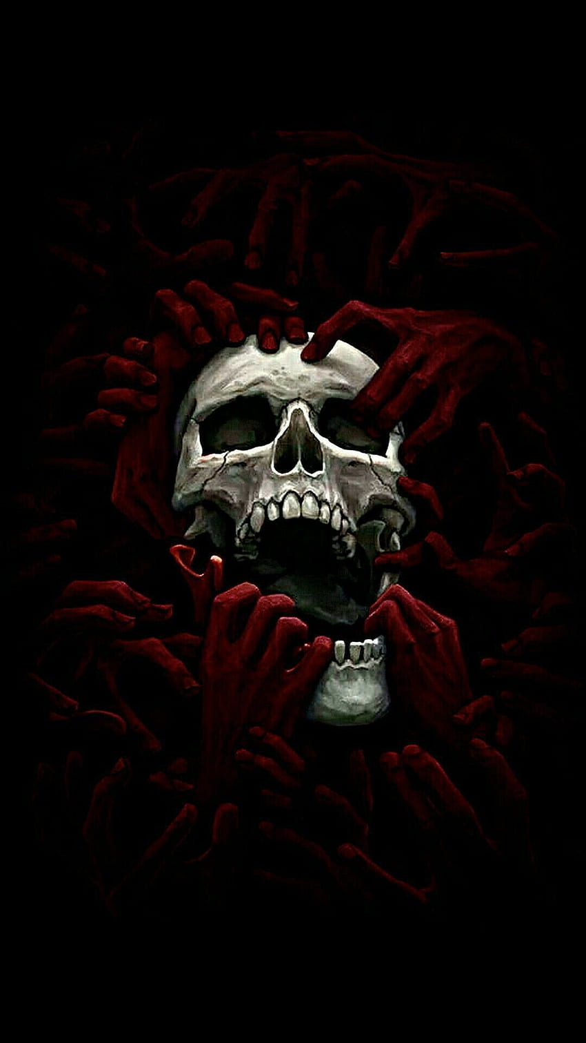 黒、頭蓋骨、赤、骨、闇、口のiphone、デスプルーフスカル HD電話の壁紙