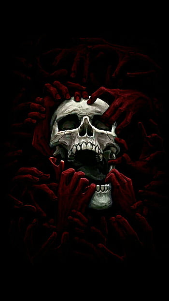 Skull Wallpaper 4K, Black background, AMOLED