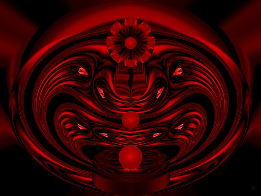 Red Chrome, eye candy, abstract, 3d, fractal, collage HD wallpaper