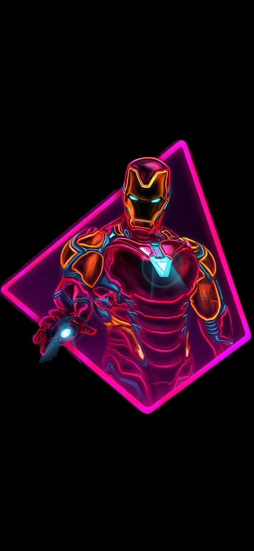 Neon Iron Man Amoled Vivo S1 Prime, Superhéroe Amoled fondo de pantalla del teléfono